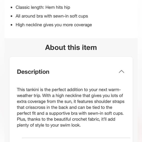 Land's End plus standard crochet high neck tankini black white stripes tie Var - Picture 7 of 7